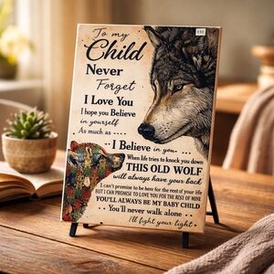 Decorative Metal Wolf and Dog Plaque. New